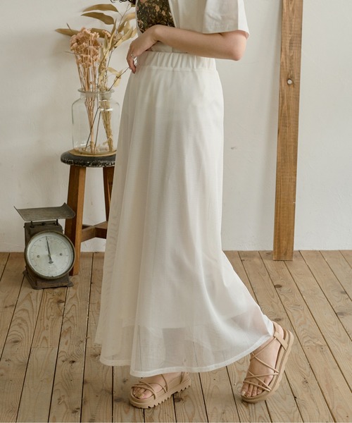 Ambre Neige（アンブルネージュ）の「【ペチコート付き】メッシュフレアスカート／【WEB/EC限定商品】（スカート・レディース・ベージュ/アイボリー・FREE）」の15枚目の写真