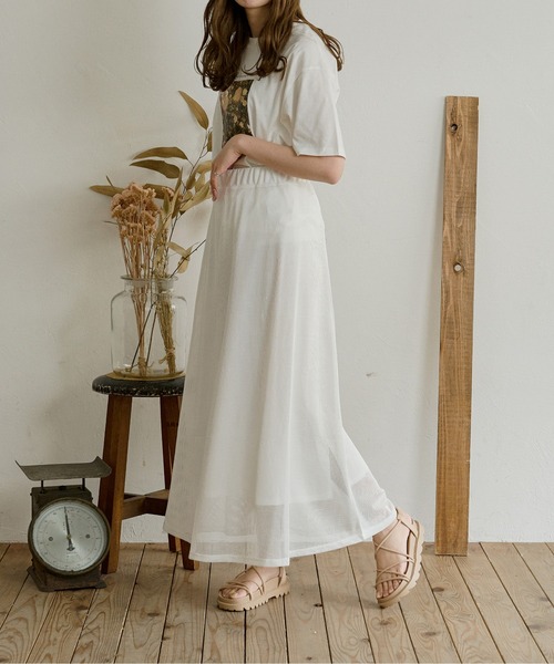 Ambre Neige（アンブルネージュ）の「【ペチコート付き】メッシュフレアスカート／【WEB/EC限定商品】（スカート・レディース・ベージュ/アイボリー・FREE）」の18枚目の写真