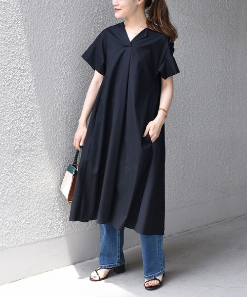 SHIPS（シップス）の「ソリッドスキッパーワンピース◆（ワンピース・レディース・ブラック/ベージュ・ONE SIZE）」の11枚目の写真