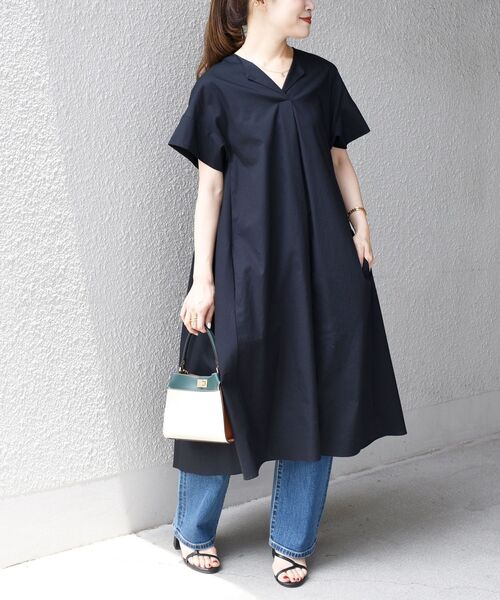 SHIPS（シップス）の「ソリッドスキッパーワンピース◆（ワンピース・レディース・ブラック/ベージュ・ONE SIZE）」の14枚目の写真