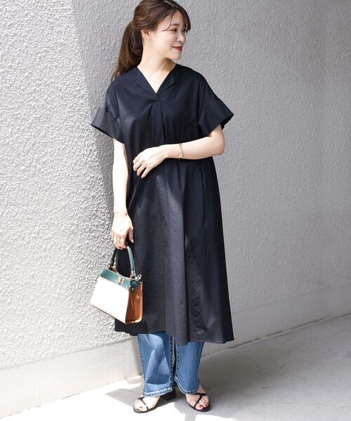 SHIPS（シップス）の「ソリッドスキッパーワンピース◆（ワンピース・レディース・ブラック/ベージュ・ONE SIZE）」の16枚目の写真