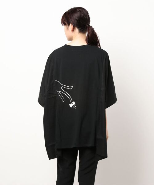 Rydia(リディア)の「異素材ワイドTシャツ(Tシャツ/カットソー・レディース・アイボリー/ブラック/グレー・M)」の17枚目の写真