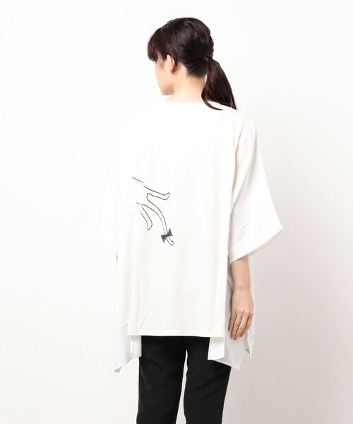 Rydia(リディア)の「異素材ワイドTシャツ(Tシャツ/カットソー・レディース・アイボリー/ブラック/グレー・M)」の8枚目の写真