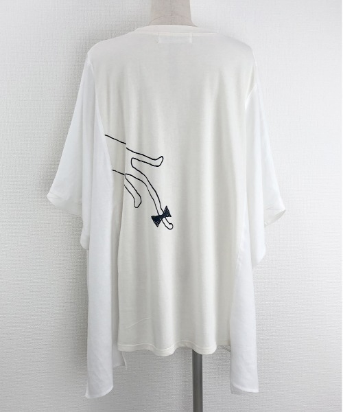 Rydia(リディア)の「異素材ワイドTシャツ(Tシャツ/カットソー・レディース・アイボリー/ブラック/グレー・M)」の18枚目の写真