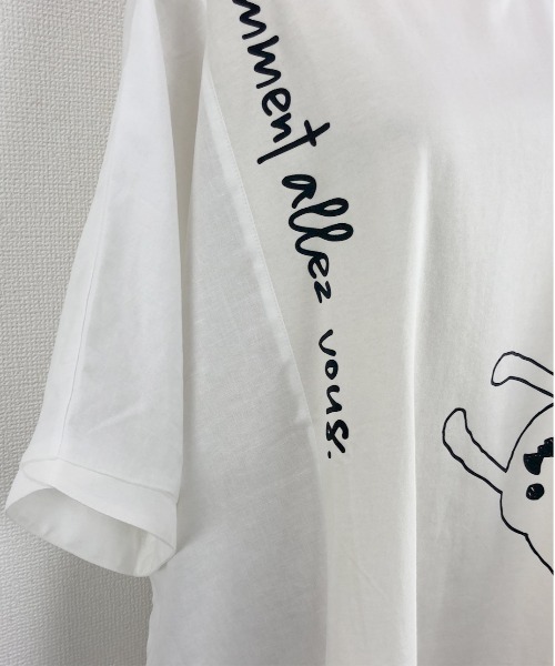 Rydia(リディア)の「異素材ワイドTシャツ(Tシャツ/カットソー・レディース・アイボリー/ブラック/グレー・M)」の9枚目の写真