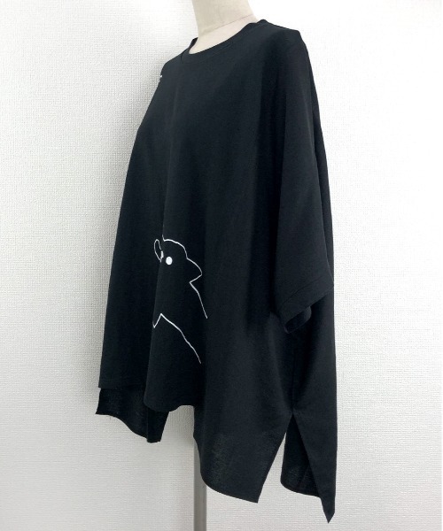 Rydia(リディア)の「異素材ワイドTシャツ(Tシャツ/カットソー・レディース・アイボリー/ブラック/グレー・M)」の13枚目の写真