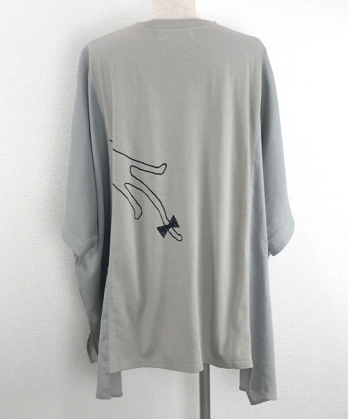 Rydia(リディア)の「異素材ワイドTシャツ(Tシャツ/カットソー・レディース・アイボリー/ブラック/グレー・M)」の12枚目の写真