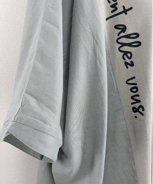 Rydia(リディア)の「異素材ワイドTシャツ(Tシャツ/カットソー・レディース・アイボリー/ブラック/グレー・M)」の5枚目の写真