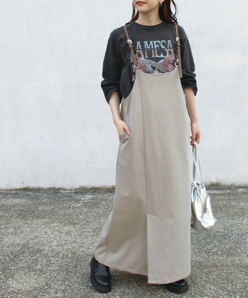 LAVEANGE（ラビアンジェ）の「フェイクレザーサス付きワンピース（ワンピース・レディース・ブラック/ダークブラウン/モカ・LL/3L/4L/5L/M）」の3枚目の写真