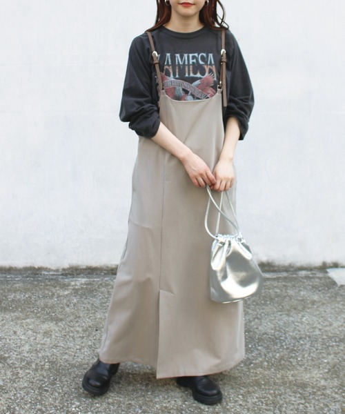 LAVEANGE（ラビアンジェ）の「フェイクレザーサス付きワンピース（ワンピース・レディース・ブラック/ダークブラウン/モカ・LL/3L/4L/5L/M）」の20枚目の写真