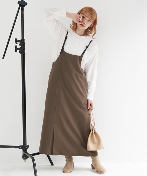 LAVEANGE（ラビアンジェ）の「フェイクレザーサス付きワンピース（ワンピース・レディース・ブラック/ダークブラウン/モカ・LL/3L/4L/5L/M）」の11枚目の写真