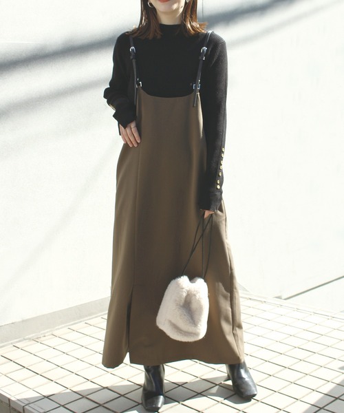 LAVEANGE（ラビアンジェ）の「フェイクレザーサス付きワンピース（ワンピース・レディース・ブラック/ダークブラウン/モカ・LL/3L/4L/5L/M）」の16枚目の写真