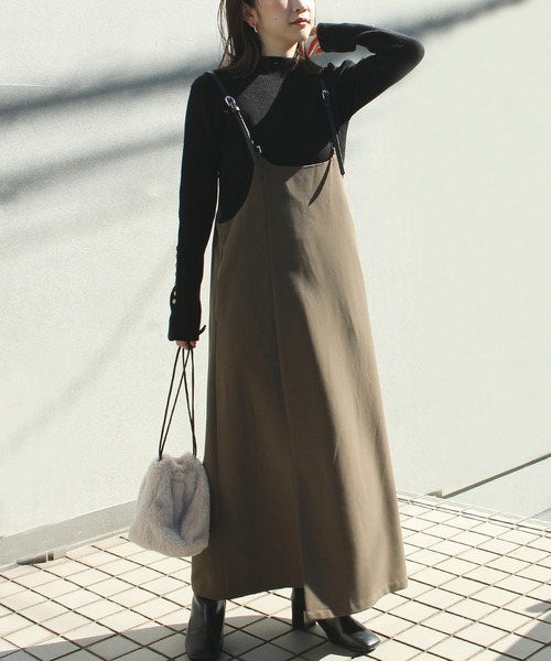 LAVEANGE（ラビアンジェ）の「フェイクレザーサス付きワンピース（ワンピース・レディース・ブラック/ダークブラウン/モカ・LL/3L/4L/5L/M）」の14枚目の写真