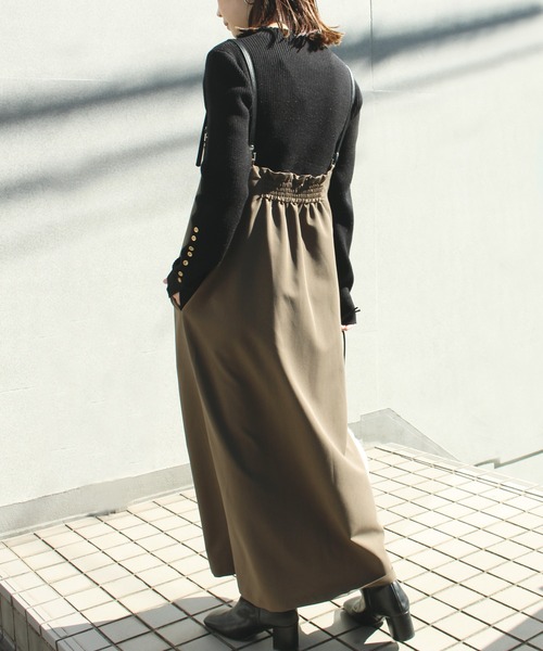 LAVEANGE（ラビアンジェ）の「フェイクレザーサス付きワンピース（ワンピース・レディース・ブラック/ダークブラウン/モカ・LL/3L/4L/5L/M）」の13枚目の写真