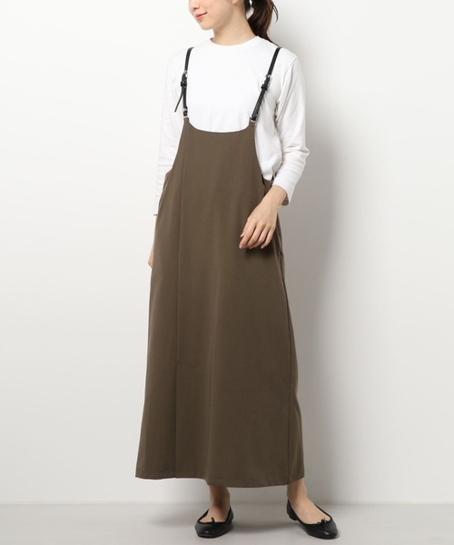 LAVEANGE（ラビアンジェ）の「フェイクレザーサス付きワンピース（ワンピース・レディース・ブラック/ダークブラウン/モカ・LL/3L/4L/5L/M）」の8枚目の写真