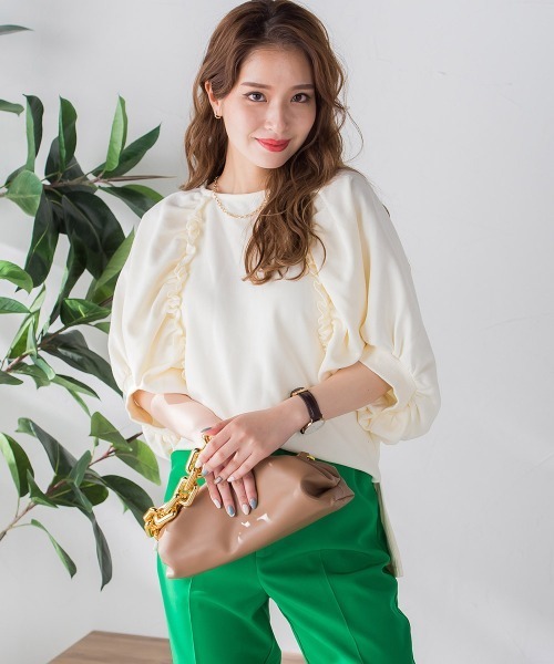 VICKY（ビッキー）の「裏毛ドルマンプルオーバー《手洗い可能》（Tシャツ/カットソー・レディース・ホワイト/ブラック/ピンク/グリーン・M）」の2枚目の写真