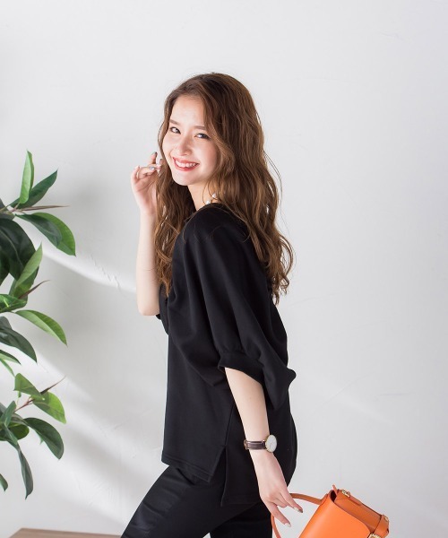 VICKY（ビッキー）の「裏毛ドルマンプルオーバー《手洗い可能》（Tシャツ/カットソー・レディース・ホワイト/ブラック/ピンク/グリーン・M）」の15枚目の写真