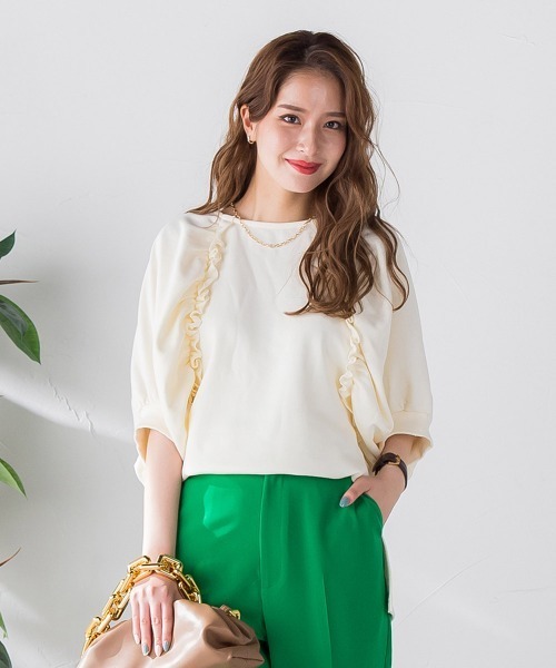 VICKY（ビッキー）の「裏毛ドルマンプルオーバー《手洗い可能》（Tシャツ/カットソー・レディース・ホワイト/ブラック/ピンク/グリーン・M）」の12枚目の写真