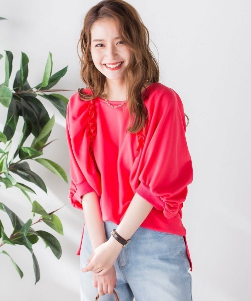 VICKY（ビッキー）の「裏毛ドルマンプルオーバー《手洗い可能》（Tシャツ/カットソー・レディース・ホワイト/ブラック/ピンク/グリーン・M）」の13枚目の写真