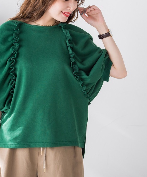 VICKY（ビッキー）の「裏毛ドルマンプルオーバー《手洗い可能》（Tシャツ/カットソー・レディース・ホワイト/ブラック/ピンク/グリーン・M）」の14枚目の写真