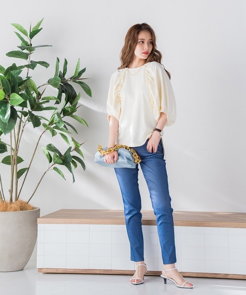 VICKY（ビッキー）の「裏毛ドルマンプルオーバー《手洗い可能》（Tシャツ/カットソー・レディース・ホワイト/ブラック/ピンク/グリーン・M）」の5枚目の写真