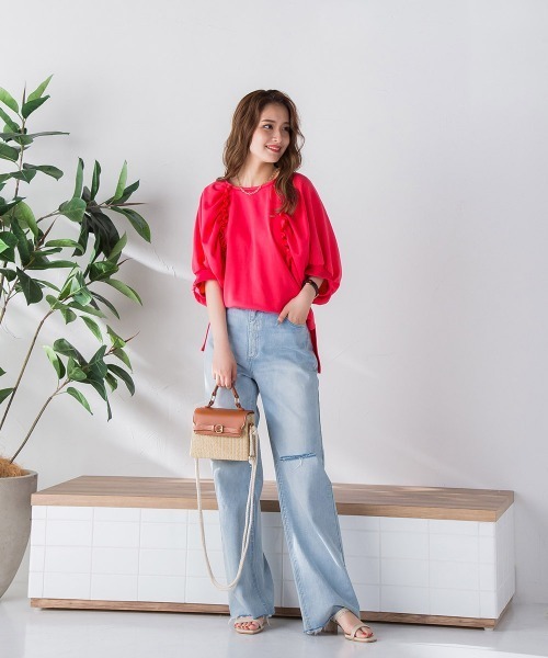 VICKY（ビッキー）の「裏毛ドルマンプルオーバー《手洗い可能》（Tシャツ/カットソー・レディース・ホワイト/ブラック/ピンク/グリーン・M）」の6枚目の写真