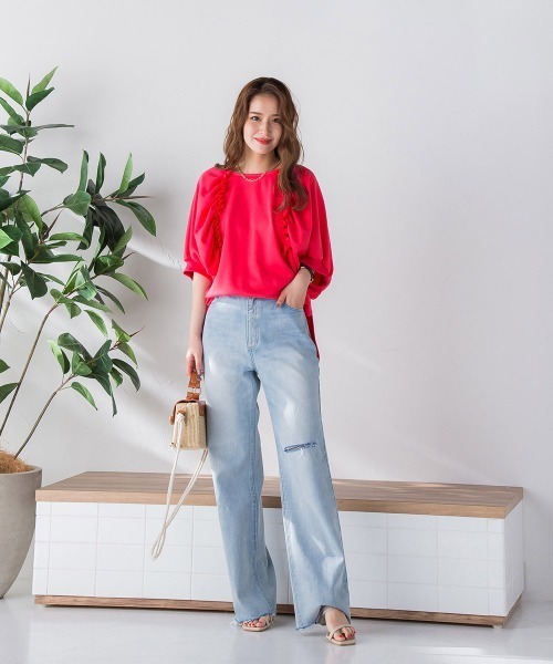 VICKY（ビッキー）の「裏毛ドルマンプルオーバー《手洗い可能》（Tシャツ/カットソー・レディース・ホワイト/ブラック/ピンク/グリーン・M）」の21枚目の写真