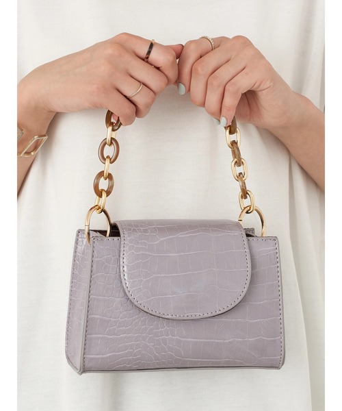 earth music&ecology(アースミュージックアンドエコロジー)の「スクエアチェーンミニバッグ *(ハンドバッグ・レディース・パイソン/ミント/ダークブラウン/パープル・FREE)」の13枚目の写真