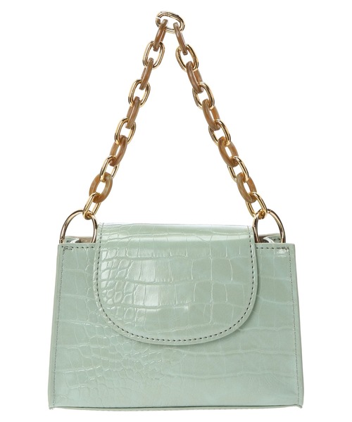 earth music&ecology(アースミュージックアンドエコロジー)の「スクエアチェーンミニバッグ *(ハンドバッグ・レディース・パイソン/ミント/ダークブラウン/パープル・FREE)」の5枚目の写真