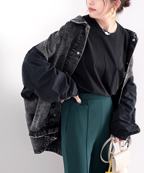 classicalelf(クラシカルエルフ)の「綿100% bigポケットオーバートップス(Tシャツ/カットソー・レディース・ホワイト/ブラック/グレイッシュベージュ/チャコール・MEDIUM/LARGE/X-LARGE)」の15枚目の写真