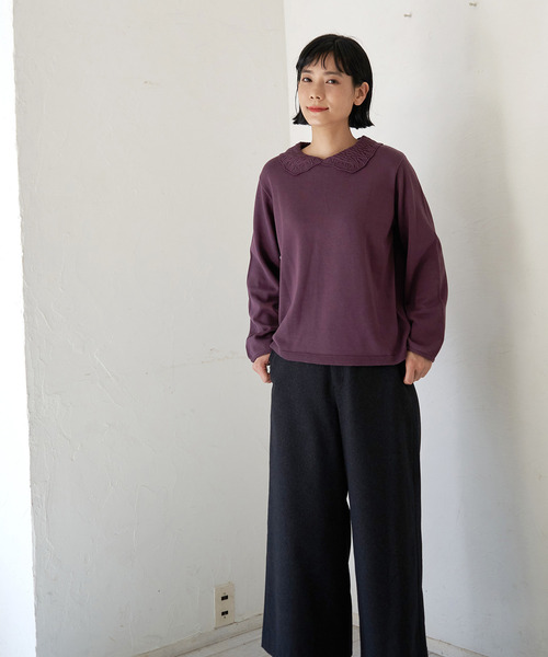LBC(エルビーシー)の「襟付きニットプルオーバー(ニット/セーター・レディース・ホワイト/ブラック/パープル・M)」の12枚目の写真