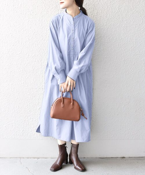 SHIPS(シップス)の「〈手洗い可能〉フロントパールモチーフボタンロングスリーブワンピース◇(ワンピース・レディース・ライトブルー/ブラック/ネイビー・38/36)」の19枚目の写真