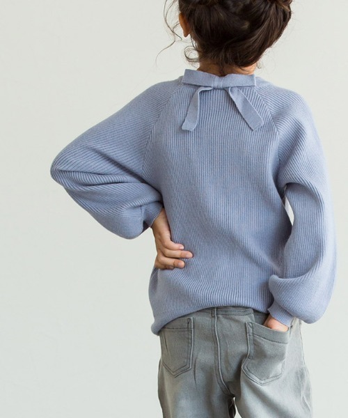lulpini(ルルピー二)の「kids バックリボンリブニット(ニット/セーター・キッズ・ベージュ/ラベンダー・S/M/L)」の12枚目の写真