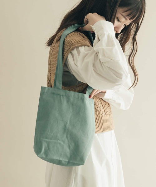 SMELLY(スメリー)の「ミニトート(エコバッグ/サブバッグ・レディース・キャメル/パープル/ミント/マスタード/アイボリー/チェック・-)」の3枚目の写真