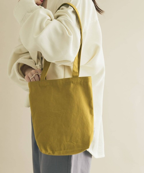 SMELLY(スメリー)の「ミニトート(エコバッグ/サブバッグ・レディース・キャメル/パープル/ミント/マスタード/アイボリー/チェック・-)」の4枚目の写真