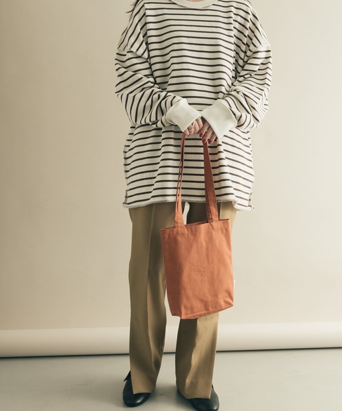 SMELLY(スメリー)の「ミニトート(エコバッグ/サブバッグ・レディース・キャメル/パープル/ミント/マスタード/アイボリー/チェック・-)」の9枚目の写真