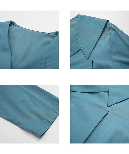 UNSPOKEN(アンスポクン)の「【UNSPOKEN】Bright blue open collar V-neck blouse UQ21S017(シャツ/ブラウス・レディース・ライトブルー・S/M)」の14枚目の写真
