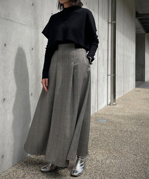 &g'aime（アンジェム）の「【&g’aime】チェックフレアスカート（スカート・レディース・ブラック/ブラウン・FREE）」の11枚目の写真