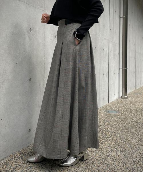 &g'aime（アンジェム）の「【&g’aime】チェックフレアスカート（スカート・レディース・ブラック/ブラウン・FREE）」の5枚目の写真