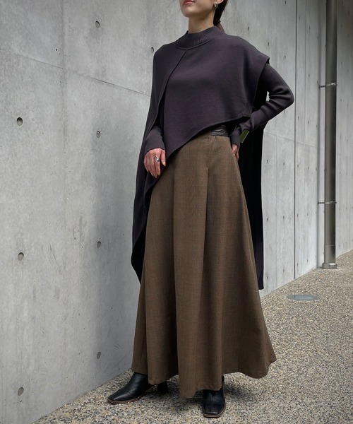 &g'aime（アンジェム）の「【&g’aime】チェックフレアスカート（スカート・レディース・ブラック/ブラウン・FREE）」の4枚目の写真