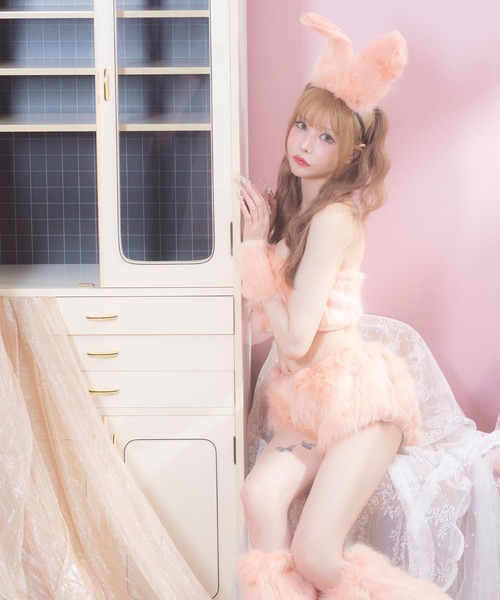 Tika（ティカ）の「コスプレ セクシー バニーガール アニマル ふわふわ もこもこ セットアップ 5点セット コンカフェ（コスチューム/パーティーグッズ・レディース・ピンク/ホワイト・M）」の12枚目の写真
