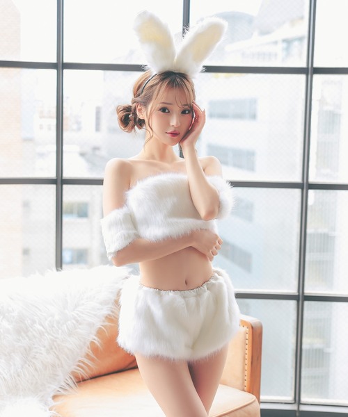 Tika（ティカ）の「コスプレ セクシー バニーガール アニマル ふわふわ もこもこ セットアップ 5点セット コンカフェ（コスチューム/パーティーグッズ・レディース・ピンク/ホワイト・M）」の19枚目の写真