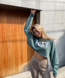【ZOZO限定アイテム】COLLEGE LOGO PULLOVE/ロキシーショート丈スウェットトレーナー