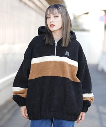 X-girl | CONTRAST PANEL FLEECE BOA HOODIE(ブルゾン)