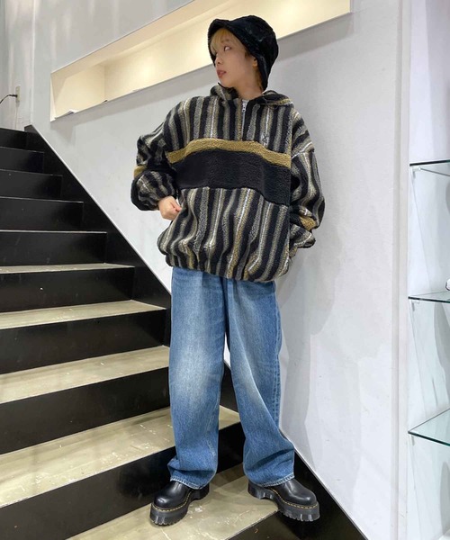 X-girl(エックスガール)の「CONTRAST PANEL FLEECE BOA HOODIE(ブルゾン・レディース・マルチ/オフホワイト/ブルー/ブラック・S/M)」の18枚目の写真