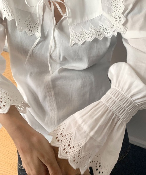 mangata（モンガータ）の「French chic blouse（Tシャツ/カットソー・レディース・ホワイト・FREE）」の5枚目の写真