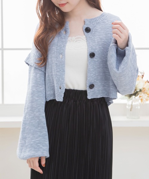 Newlyme（ニューリーミー）の「コンパクトスラブカーディガン（カーディガン/ボレロ・レディース・チャコールグレー/ブラック/ベージュ/ブルー/アイボリー・MEDIUM/LARGE/X-LARGE）」の5枚目の写真