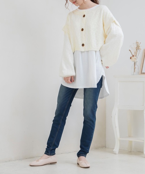 Newlyme（ニューリーミー）の「コンパクトスラブカーディガン（カーディガン/ボレロ・レディース・チャコールグレー/ブラック/ベージュ/ブルー/アイボリー・MEDIUM/LARGE/X-LARGE）」の6枚目の写真