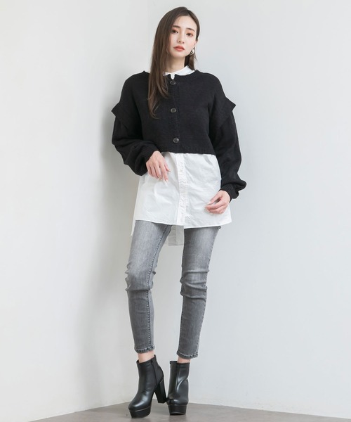 Newlyme（ニューリーミー）の「コンパクトスラブカーディガン（カーディガン/ボレロ・レディース・チャコールグレー/ブラック/ベージュ/ブルー/アイボリー・MEDIUM/LARGE/X-LARGE）」の21枚目の写真