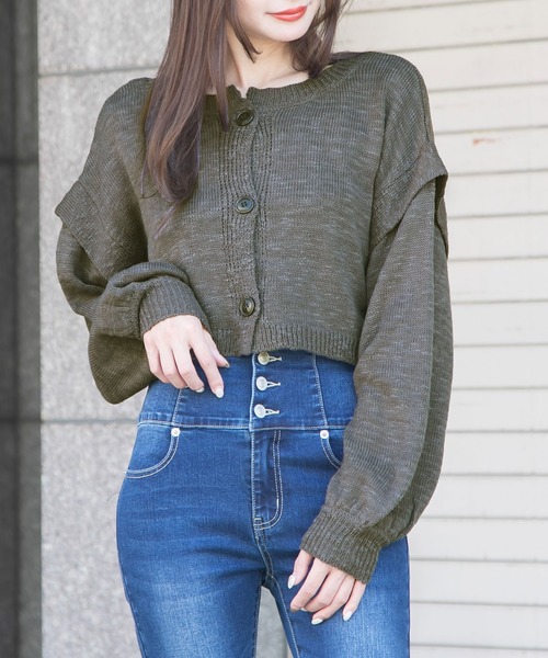 Newlyme（ニューリーミー）の「コンパクトスラブカーディガン（カーディガン/ボレロ・レディース・チャコールグレー/ブラック/ベージュ/ブルー/アイボリー・MEDIUM/LARGE/X-LARGE）」の16枚目の写真